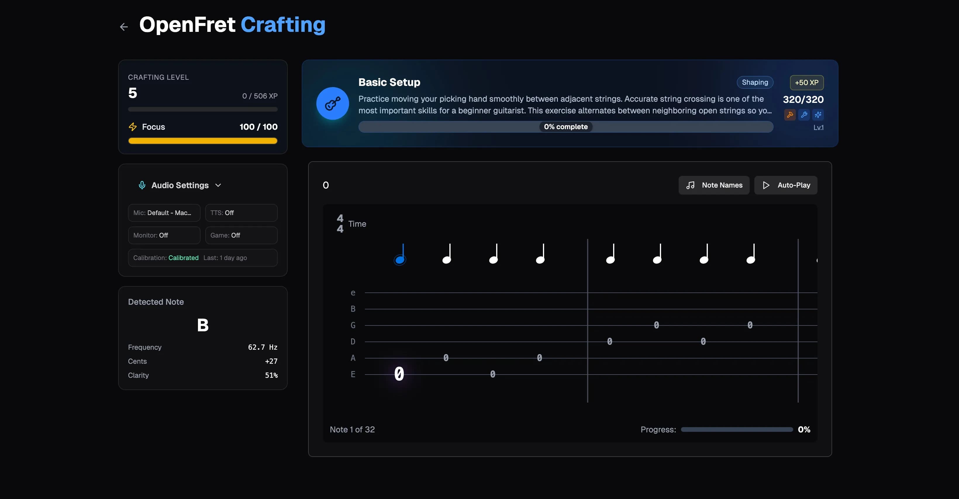 Crafting Screen - Create items and equipment