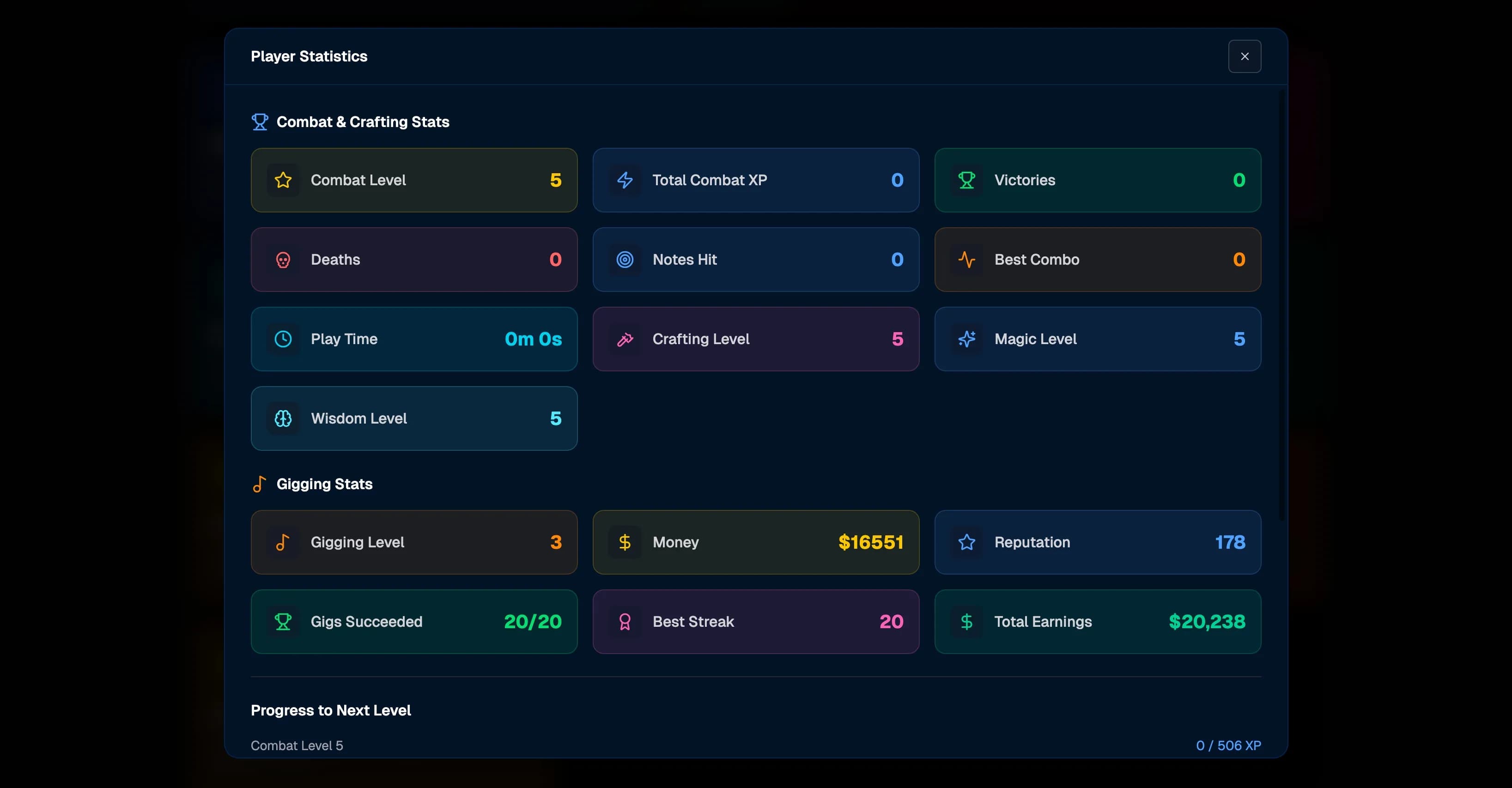 Player Progress - Track your Guitar Quest journey