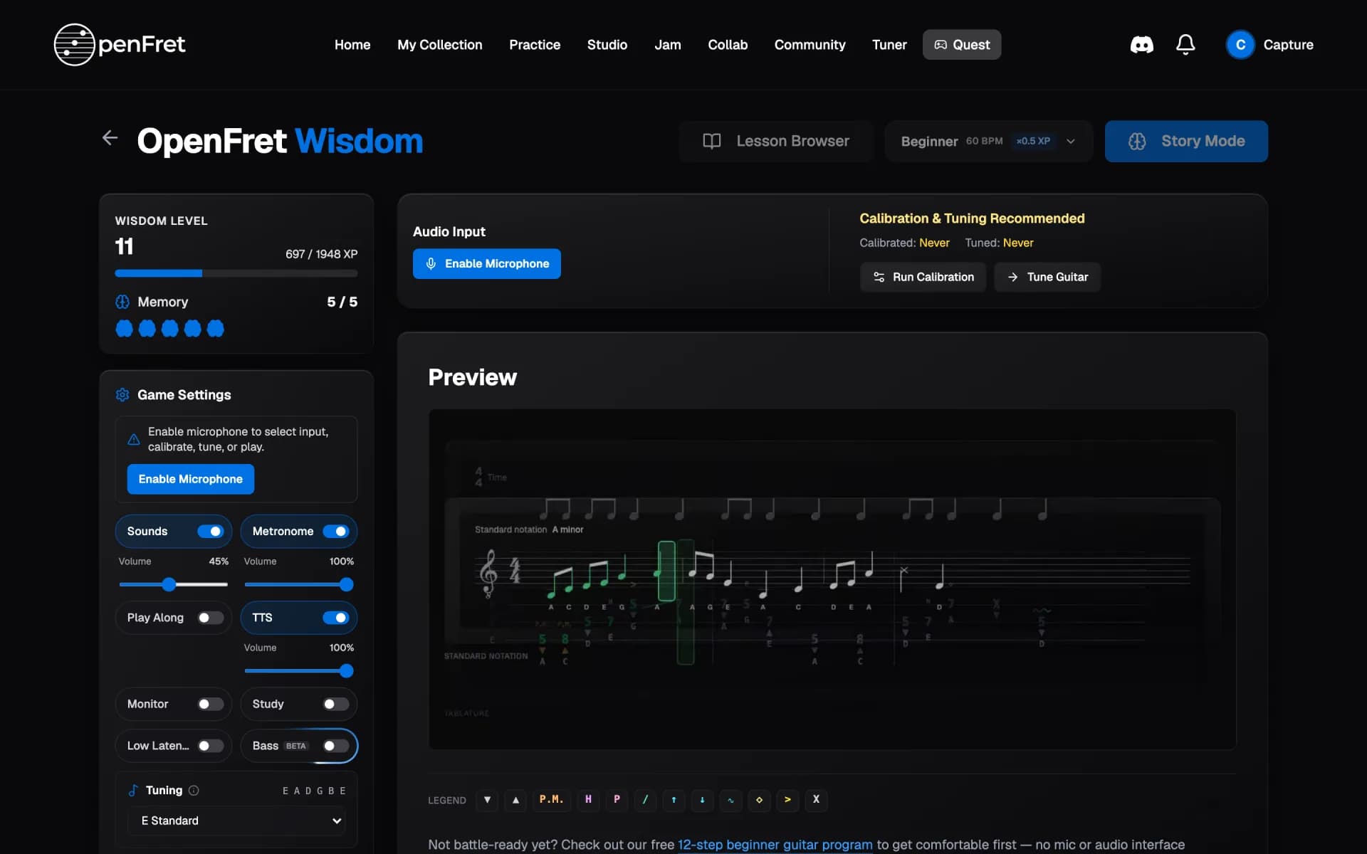 Wisdom mode, the theory and fretboard drill track